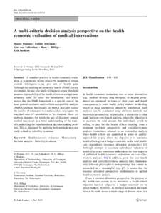 Eur J Health Econ DOI[removed]s10198[removed]ORIGINAL PAPER  A multi-criteria decision analysis perspective on the health