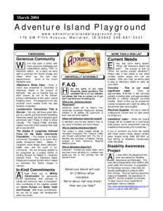 MarchAdventure Is land Playground www.adventureislandplayground.org 179 SW Fifth Avenue, Meridian, ID3531