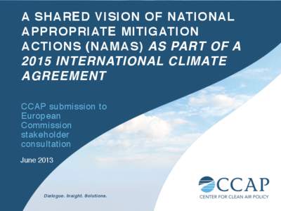 A SHARED VISION OF NATIONAL APPROPRIATE MITIGATION ACTIONS (NAMAS) AS PART OF A 2015 INTERNATIONAL CLIMATE AGREEMENT CCAP submission to