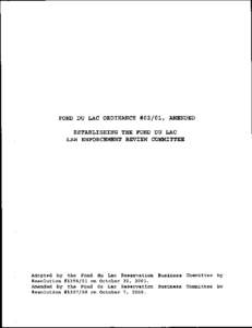 FOIID DU r,Ae ORDTNAT{CE#02 / 0L,  AMEIIDED ESTABLISHING THE FOND DU LAC IJAW ENFOREEMENT REVIEW EOMMITTEE