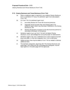 Procedural Rule P-73 Closing Disclosure and TX Disclosure (Form T-64)