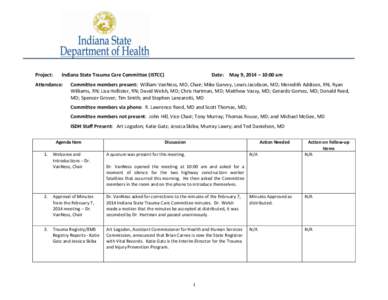 Project:  Indiana State Trauma Care Committee (ISTCC) Attendance: