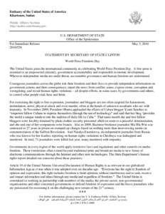 Embassy of the United States of America Khartoum, Sudan Public Affairs Section http://sudan.usembassy.gov  U.S. DEPARTMENT OF STATE