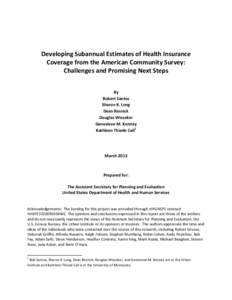 Developing Subannual Estimates of Health Insurance Coverage from the American Community Survey: Challenges and Promising Next Steps