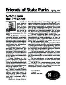 Friends of State Parks  Spring 2008 Notes From the President