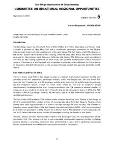 San Diego Association of Governments  COMMITTEE ON BINATIONAL REGIONAL OPPORTUNITIES September 3, 2013  AGENDA ITEM NO.: