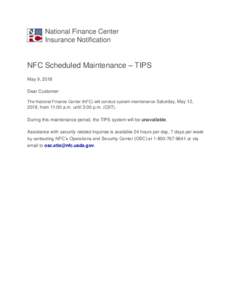 NFC Scheduled Maintenance – TIPS