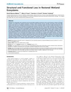 Structural and Functional Loss in Restored Wetland Ecosystems David Moreno-Mateos1,2*, Mary E. Power1, Francisco A. Comı´n3, Roxana Yockteng4 1 Integrative Biology Department, University of California at Berkeley, Berk