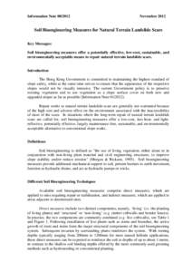 Information Note[removed]November 2012 Soil Bioengineering Measures for Natural Terrain Landslide Scars Key Messages: