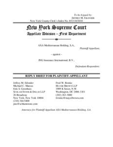 To be Argued by: JEFFREY M. EILENDER New York County Clerk’s Index No[removed]New York Supreme Court Appellate Division – First Department