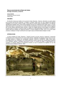 Fauna cavernícola de la Sierra de Aralar. Ecología, taxonomía y evolución. Carlos GALAN.