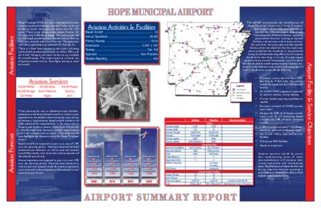 Hope Municipal (M18) is a city owned general aviation airport in southwest Arkansas. Located 4 miles northwest of the city center, the airport occupies a total of 1,575 acres. There is one runway at the airport, Runway 1