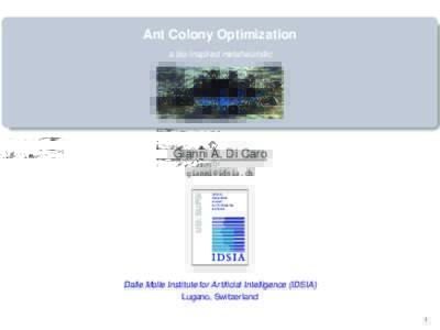Ant Colony Optimization a bio-inspired metaheuristic Gianni A. Di Caro  Materiale e stampa: