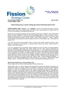 Fission Cease Trading Release