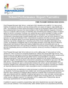 School Performance Report Narrative NEW JERSEY DEPARTMENT OF EDUCATION POINT PLEASANT BOROUGH HIGH SCHOOL