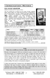 12C O M B I N A T I O N  METERS ESI 24 EMF MONITOR Detects & Displays All EMF Types at Once