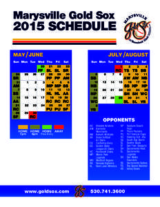 Marysville Gold SoxSCHEDULE 