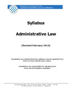 Federation of Law Societies of Canada  National Committee on Accreditation Syllabus Administrative Law