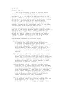 NR[removed]December 20, 1995 OCC Issues Examiner Guidance on Emerging Market Country Products and Trading Activities WASHINGTON, DC -- The Office of the Comptroller of the