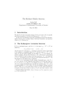The Bochner-Minlos theorem Jordan Bell  Department of Mathematics, University of Toronto May 13, 2014