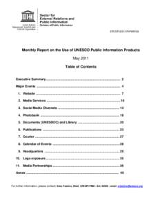 Monthly report on the use of UNESCO public information products, May 2011; 2011