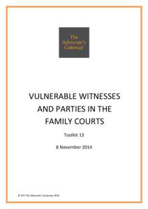 VULNERABLE WITNESSES AND PARTIES IN THE FAMILY COURTS Toolkit 13 8 November 2014