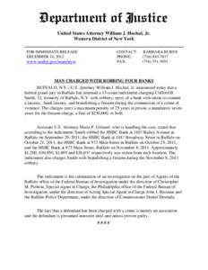 United States Attorney William J. Hochul, Jr. Western District of New York FOR IMMEDIATE RELEASE DECEMBER 14, 2012  CONTACT:
