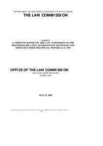 GOVERNMENT OF THE PEOPLE’S REPUBLIC OF BANGLADESH  THE LAW COMMISSION