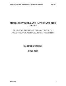 Migratory Birds and IBAs: Technical Review of Mackenzie Gas Project EIS  June 2005