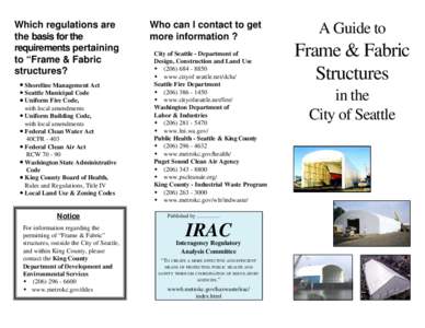 Which regulations are the basis for the requirements pertaining to “Frame & Fabric structures? w Shoreline Management Act