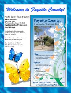 Fayette County Travel & Tourism Roger Blackburn 101. E. East Street Washington Courthouse, Oh 43160  