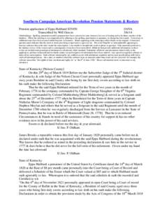 Southern Campaign American Revolution Pension Statements & Rosters Pension application of Eppa Hubbard S35450 Transcribed by Will Graves f16VA[removed]