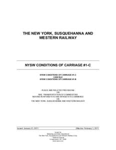 THE NEW YORK, SUSQUEHANNA AND WESTERN RAILWAY NYSW CONDITIONS OF CARRIAGE #1-C NYSW CONDITIONS OF CARRIAGE #1-C CANCELS