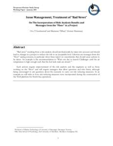 Deepwater Horizon Study Group Working Paper – JanuaryIssue Management, Treatment of “Bad News”