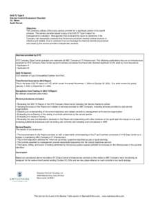 Risk / Statement on Auditing Standards No. 70: Service Organizations / Audit / Internal control / SAS / Information technology audit process / Entity-level controls / Auditing / Accountancy / Business