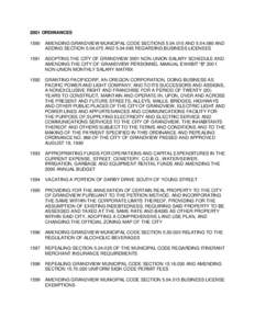 2001 ORDINANCES 1590 AMENDING GRANDVIEW MUNICIPAL CODE SECTIONS[removed]AND[removed]AND ADDING SECTION[removed]AND[removed]REGARDING BUSINESS LICENSES