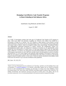 Designing Cost-Effective Conditional Cash Transfer Programs