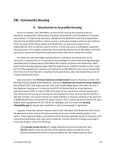 Community Housing, 2014 Assessment of Disability Services in Virginia
