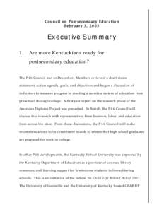 Council on Postsecondary Education February 3, 2003 Executive Summary 1.
