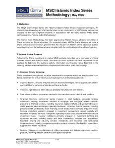 MSCI Islamic Index Series Methodology | May[removed]Definition