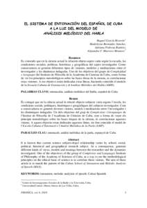 El sistema de entonación del español de Cuba a  la luz del modelo de análisis melódico del habla según Cantero & Rotchés