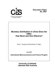 Discussion Paper No[removed]Monetary Sterilization in China Since the 1990s: How Much and How Effective?