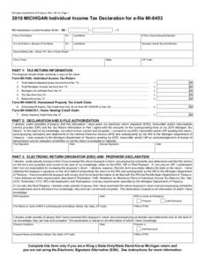 MI-8453, 2009 Michigan Individual Income Tax Declaration for e-file