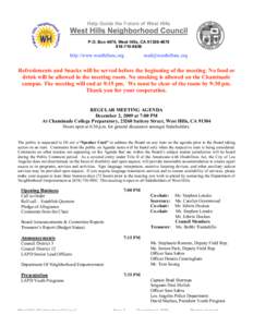 Meetings / West Hills /  Los Angeles / Public comment / Neighborhood councils / Agenda / Van Nuys /  Los Angeles / Los Angeles County /  California / Geography of California / Southern California / San Fernando Valley
