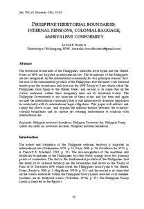 Jati, Vol.,16, December 2011, [removed]PHILIPPINE TERRITORIAL BOUNDARIES: