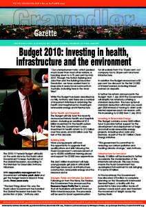 TO THE HOUSEHOLDER • No 20 AUTUMN[removed]Gazette FROM ANTHONY ALBANESE MP, YOUR FEDERAL MEMBER OF PARLIAMENT  Budget 2010: Investing in health,