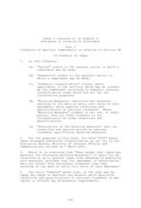 Annex 6 referred to in Chapter 8 Schedules in relation to Investment Part 1 Schedules of Specific Commitments in relation to Article 98 1A Schedule of Japan 1.