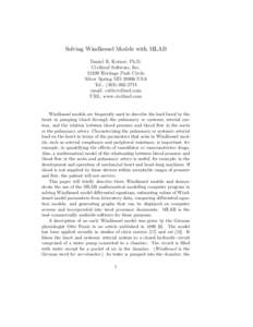 Solving Windkessel Models with MLAB Daniel R. Kerner, Ph.D. Civilized Software, IncHeritage Park Circle Silver Spring MDUSA Tel.: (