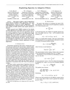 2001 Conference on Information Sciences and Systems, The Johns Hopkins University, March 21{23, 2001  Exploiting Sparsity in Adaptive Filters R. K. Martin1  School of Electrical and