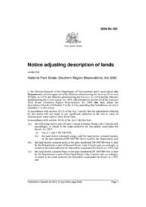 2006 No 402  New South Wales Notice adjusting description of lands under the